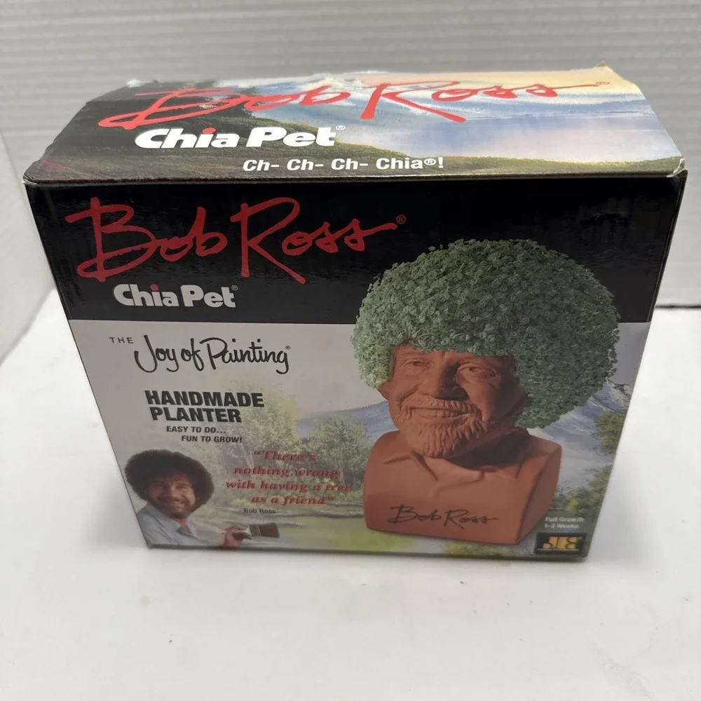 Chia Pet Bob Ross Decorative Pottery Planter Unused in‎ Open Box 2017